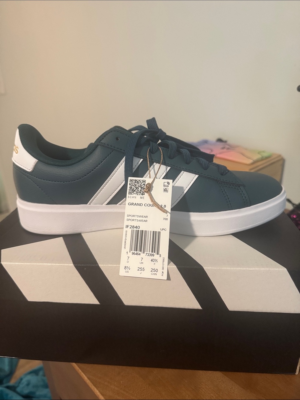 Adidas Teal Sneakers with White Stripes